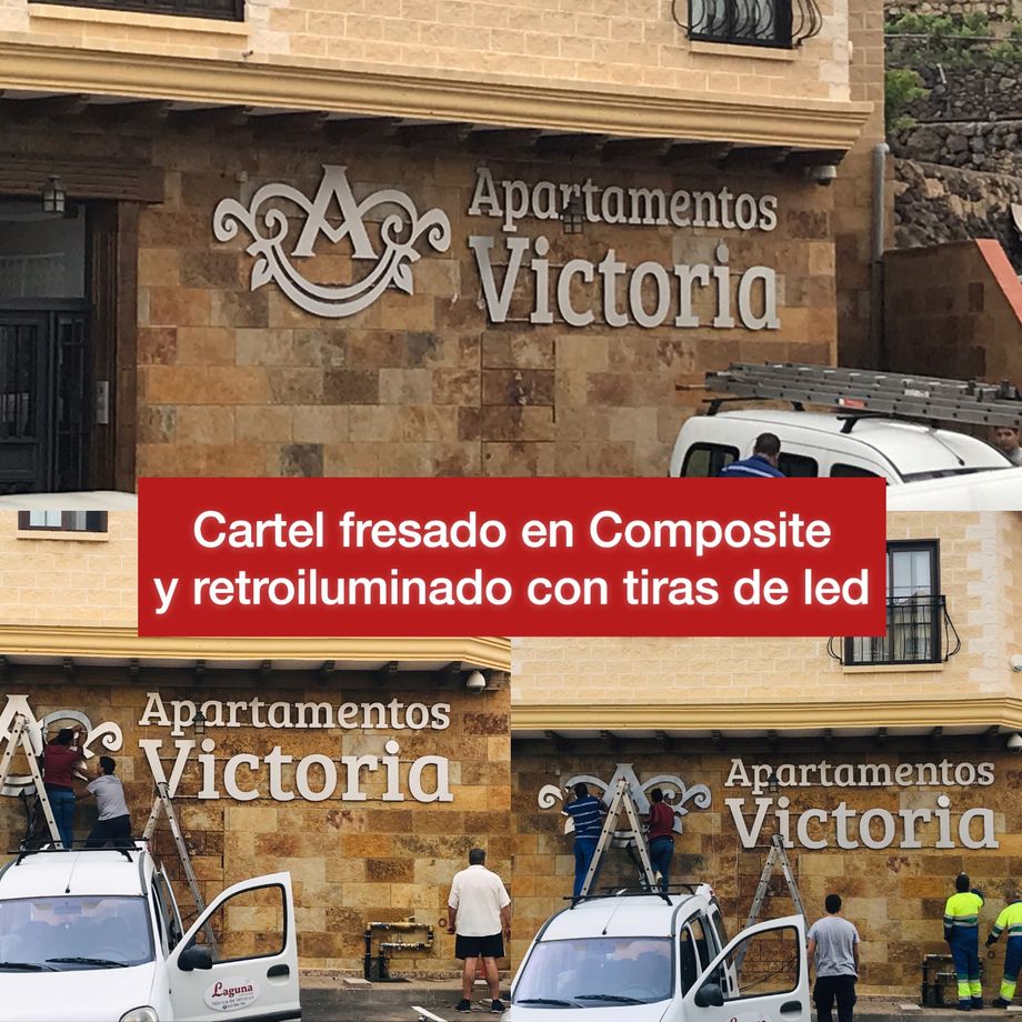Letras en relieve
Rótulo troquelado en uno de nuestros materiales favoritos, el Dibon Composite (plancha de dos láminas de aluminio con relleno en medio). Este cartel está retroiluminado. 